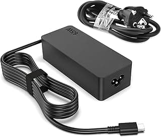 كيبل شاحن لاب توب بمنفذ USB C بقدرة 65 واط لاجهزة لينوفو ثينك باد وهواوي ميت بوك برو اير واتش بي وسبكتر واسوس وايسر وديل واكس اس وشاومي نوع سي أسود