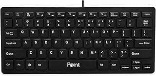 The PT-300 mini wired USB keyboard features an ultra-slim design, is water-resistant and silent, and is made of durable ABS plastic for practical and portable use.