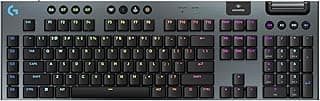 كيبورد جيمنج ميكانيكي لاسلكي لوجيتك G915 X LIGHTSPEED مع إضاءة RGB LIGHTSYNC، يو اس بي أو بلوتوث، مفاتيح قابلة للبرمجة، سويتش GL Brown تكتيكي منخفض البروفايل، بطارية قابلة للشحن - أسود