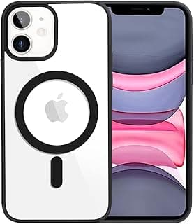 Magnetic Clear Case Compatible with MagSafe for iPhone 11 / iPhone 11 Shockproof Anti-Scratch (Black) Silicone Back Case