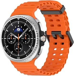 Silicone Ocean Strap Compatible with Samsung Watch 8 44mm 40mm Samsung Watch 8 Classic 46mm - Sports Bands with Metal Connector No Gap Breathable Band
