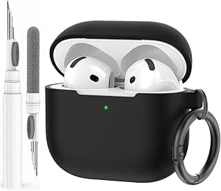 جراب لسماعة AirPods 4 (إصدار 2024) مع مجموعة تنظيف، جراب سيليكون ناعم مقاوم للصدمات، يدعم الشحن اللاسلكي وUSB-C