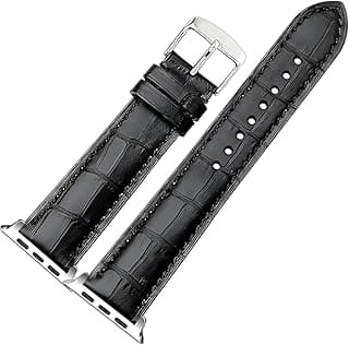 NEXT STORE Leather Band for Apple Watch 42mm 44mm 45mm 49mm, Crocodile Pattern Replacement Strap for Apple Watch Series 7 6 5 4 3 2 1 SE Men Women, Leather
