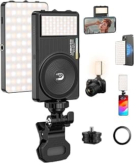 Portable Rechargeable Selfie Light - 129 LED Dual-Side Magnetic Light for iPhone with 3 Modes & 10 Brightness Levels, Compatible with Video Vlogging, Camera, Tablet, Laptop, iPad (Black)