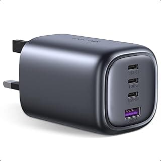 شاحن من يوجرين بمنفذ USB متوافق مع آيفون وجالاكسي وشاومي، 4 منافذ، 100 واط، شحن سريع مع تقنية GaN وحماية متعددة