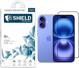 اسكرينة حماية لهاتف iPhone 16 Plus أصلية من (SHIELD) زجاج 9D Diamond Shield. الأقوى على الإطلاق، تغطية كاملة، وضوح 4K، تدعم Face ID فائق السرعة (9D شفاف، 16 Plus)