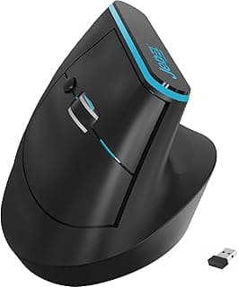 For JeDEL W925P Vertical Wireless Mouse, Dual Mode Wireless, Bluetooth - 4800 DPI - Silent Clicks - Recharchable Battery USB C -RGB Lighting (Black)