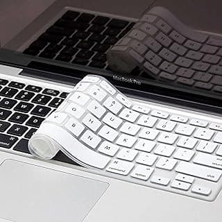 Laptop Keyboard Cover Protector Insulator Ultra Thin Waterproof Dustproof Silicone Keyboard Skin - Compatible with MacBook Air & Pro 13/15 / 17 Inch, English US Layout with Bar Cover, White