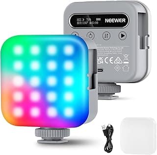 NEEWER Magnetic RGB Video Light, 360° Full Color Mini LED Camera Light with CRI96+ 2500-9000K 18 Scenes 3 Cold Shoes & 1/4", 2000mAh Rechargeable Portable for Selfie/Tripod Photography Lighting, BL60C