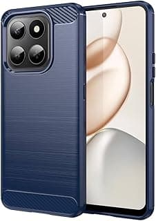 Carbon Fiber TPU Anti Fingerprint Antishock Case compatible with Honor X7D / honor 400 Smart (Blue Carbon, X7D)