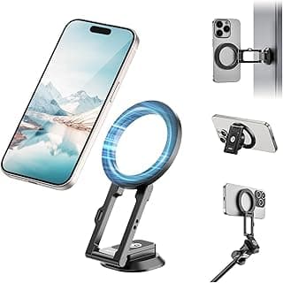 حامل هاتف مغناطيسي ULANZI MA50 لـ Magsafe، حامل ثلاثي مغناطيسي مزدوج من الألومنيوم قابل للتعديل مع فتحة مسمار 1/4 بوصة لعصا السيلفي، متوافق مع سلسلة ايفون 12 13 14 15 16