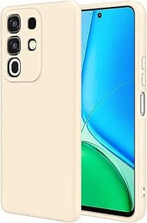 Silicone Case Compatible with Vivo Y29 4G / Vivo T4x 5G Liquid Silicone Case Soft TPU Cover with Lanyard Strap Shockproof Drop Protection Case (Beige)