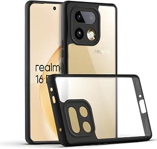 دلـع موبايلك جراب شفاف لموبايل ريلمي 16 برو بلس / 16 برو + الجيل الخامس 5G، جراب حماية رفيع مضاد للصدمات ومضاد للاصفرار مع واقي للكاميرا - اسود