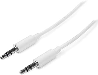 StarTech.com 2m White Slim 3.5mm Stereo Audio Cable - 3.5mm Audio Aux Stereo - Male to Male Headphone Cable - 2x 3.5mm Mini Jack (M) White (MU2MMMSWH)