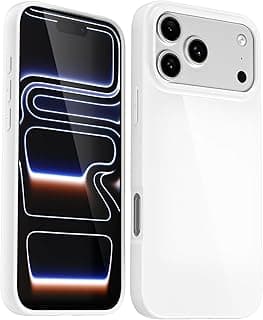 for iPhone 17 Pro Max Case Silicone, Glossy Soft Rubber Gel Jelly Cute Protective Plastic Simple Plain Phone Case Cover for Women Girl, Slim Thin Flexible Shockproof TPU, White