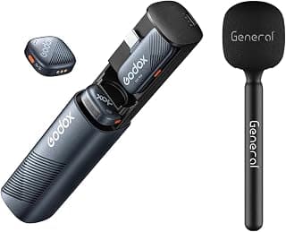 Godox Cube-S Wireless Lavalier Microphone for Android USB-C, 2-Person 2.4GHz, 984ft Range, AI Noise Reduction, Charging Case, Black + FREE General Handheld Adapter