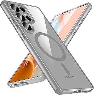 جراب مغناطيسي لهاتف سامسونج Galaxy S25 Ultra [متوافق مع MagSafe] [مقاوم للصدمات بمعايير عسكرية]، غطاء خلفي شفاف نحيف لهاتف سامسونج S25 Ultra (تيتانيوم طبيعي)