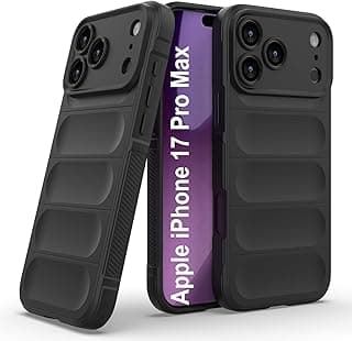جراب سيليكون TPU ببطانة مايكروفايبر مع حماية للكاميرا لهاتف ابل iPhone 17 Pro Max (أسود)