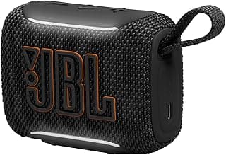 JBL مكبر صوت بلوتوث جو 5 محمول للغاية مع صوت JBL برو كبير وصوت جهوري قوي واقتران اير تاتش وتصميم مقاوم للماء ووقت تشغيل 10 ساعات، اسود | صوت JBL برو قوي، اقتران اير تاتش، اوراكاست، إضاءة الحافة المحيطة، بلوتوث 6.0 ووقت تشغيل يصل إلى 10 ساعات