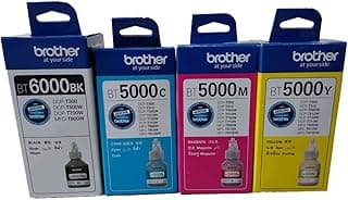 عبوات حبر Brother عدد 4 - BT6000BK/BT5000CMY لطابعات DCPT300/T500/T700W/T800W (4 قطع، اسود/سماوي/ماجنتا واصفر)