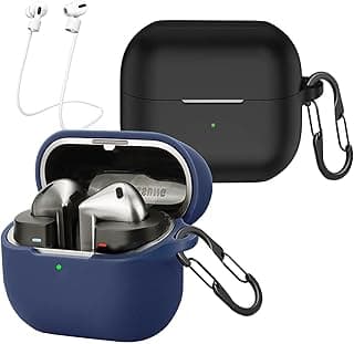 [Pack of 2] easyBee Case Compatible with Samsung Galaxy Buds 3 / Galaxy Buds 3 Pro Earbuds, with 2 Carabiner Anti-Lost Straps, Silicone Case, Shockproof Protective Case, Bluetooth Headphones Bag -