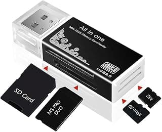 كابل ذاكرة الخارجية ميني متعدد (4 في 1) يدعم بطاقات الذاكرة (MICRO SD - SD CARD – M2 – MS PRO DUO) معدن لون أسود