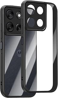 جراب لهاتف موتورولا Moto G56 5G، غطاء حماية مضاد للصدمات، إطار TPU مطفي بلون سادة، جراب خلفي شفاف من البولي كربونات مقاوم للخدش لهاتف موتورولا Moto G56 5G (أسود)