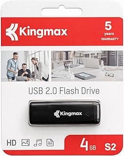 كينج ماكس ذاكرة فلاش USB 2.0 4GB S2، ذاكرة محمولة لنقل البيانات بسرعة عالية، تصميم صغير ومتين، مثالي للمستندات والموسيقى والصور والفيديوهات، ضمان 5 سنوات