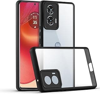 Compatible with Motorola Moto G85 5G / Motorola Edge 50 Fusion Case Transparent, Military-Grade Shockproof, Slim Protective Phone Case Full Bumper Cover With Camera Protective (Black)