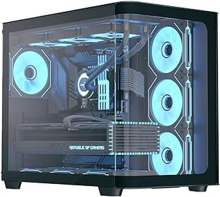 Aerocool P500C Mid-Tower ARGB Case – Black, Curved Tempered Glass Panels, 4x120 mm ARGB Fans, Dual-Chamber Design