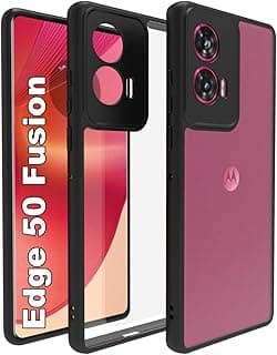 جراب لهاتف موتورولا Moto Edge 50 Fusion، شفاف مقاوم للاصفرار، حماية عسكرية، مضاد للصدمات مع حماية للكاميرا (إطار أسود)