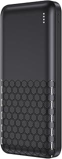MK10 Power Bank, 10000mAh Li-Ion Polymer Battery, 12W Fast Charger, Slim Design, LED Indicator, Black