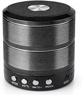 QUEST Mini Bluetooth Speaker with FM Radio, Built-in Mic, Rechargeable Portable Wireless Speaker (Black)