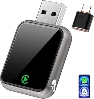 Wireless CarPlay Adapter [2025 Upgrade], Convert Wired to Wireless CarPlay Adapter for Apple, Plug & Play, Mini Wireless Dongle for iPhone & Android with USB-A/USB-C Port (Light Grey)