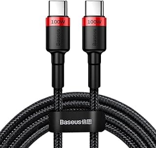 كابل شحن سريع Tough Series بقدرة 100W وطول 2 متر، يدعم PD3.1 و QC4.0، من USB-C إلى USB-C لأجهزة ابل ايفون 15، 15 Pro Max، ماك بوك، ايباد Pro Air، ايربودز، وشاشات ابل برو (أحمر)