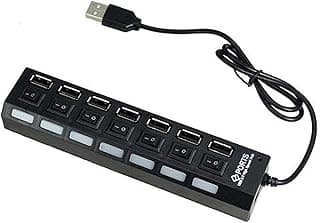 موزع USB بـ7 منافذ، أسود