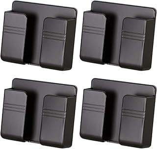 4PC Wall Mount Cell Phone Charger Holder, Black Adhesive Mobile Phone Wall Stand for Charger, Phone Holders for Shower Bed Wall (Black)