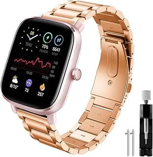 Bracelet for Amazfit GTS 2 Mini/GTS 2/GTS 2e Bracelet, Amazfit GTS 3/3 Mini/GTS 4/GTS 4 Mini Bracelet 20 mm Stainless Steel Metal Watch Strap for Amazfit Bip 3/Bip 3 Pro/Bip S/Bip Lite for Men