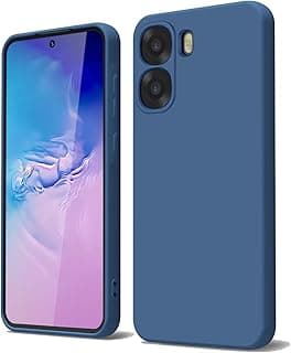جراب GOGME لهاتف OPPO A6X 4G / A6X 5G من السيليكون السائل مع بطانة مايكروفايبر، مقاوم للخدش والصدمات، جراب TPU نحيف وناعم، أزرق
