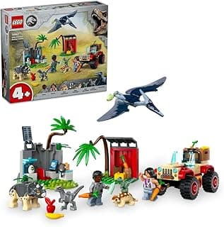 Jurassic World 76963 Baby Dinosaur Rescue Centre Set for Kids, Mini Triceratops, Ankylosaurus and Velociraptor Figure, Building Gift for Boys and Girls Ages 4 and Up