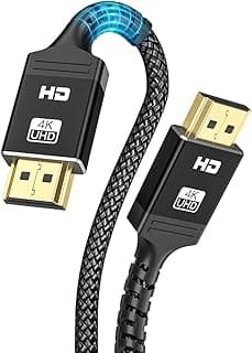 كابل HDMI، طول 2 متر (4K @ 60Hz/HDMI 2.0 قياسي/18 gbps عالي السرعة إيثرنت) يدعم PS5/4/3، Xbox، ابل TV، 3D، Fire TV، فيديو 4K، إلخ. (أسود)