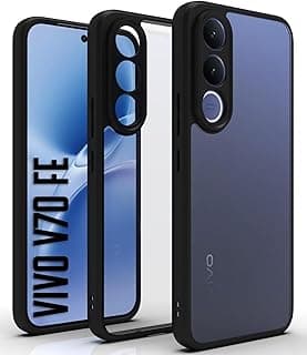 جراب حماية مقاوم للصدمات بظهر صلب PC وإطار TPU ناعم، نحيف ومقاوم للاصفرار متوافق مع Vivo V70 Fe (شفاف)
