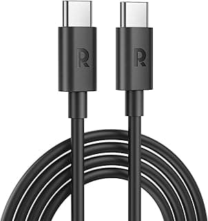 كابل RP-CB1022 من USB-C إلى USB-C - طول 2 متر متين للشحن السريع ونقل البيانات - اسود، ضمان 18 شهر