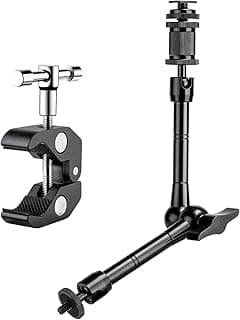 ذراع Magic Hinged Metal, مقاس 11 بوصة مع زاى 360 درجه + مشبك للكاميرا او الهاتف,لأنواع كاميرات المختلفة, كشافات الإضاءة, لصنع المحتوى, التصوير أثناء ركوب الدراجات لتصوير بزاوية ثابتة.