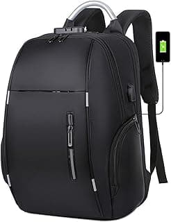 Travel Backpack, Water Resistant Laptop Backpack with USB Charging Port & Lock, 15.6 Inch Business Backpacks for Women Men College School Student Bookbag, black