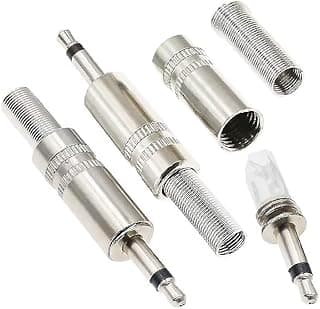 1 Piece Audio Jack 2 Pin - Female Port Socket Jack Connector Repair Audio Male Plug 3.5mm 2Pole Mono – Nickel Metal Casing Cable Solder Adapter Headphone Earphone Replacement Adapter