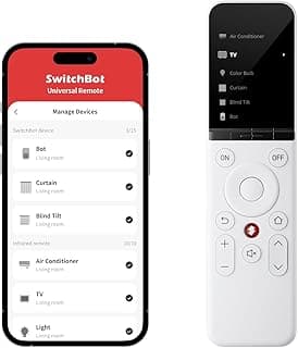 ريموت كنترول ذكي شامل مع تطبيق قابل للتخصيص، يدعم IR/بلوتوث، متوافق مع التلفزيون والتكييف وابل تي في، أبيض
