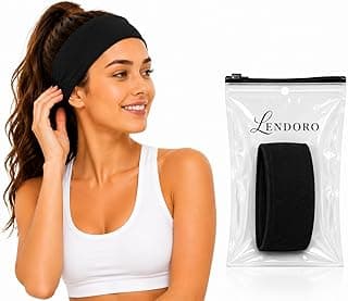 طوق شعر عريض عصري، قماش ناعم، 7 سم، ربطات شعر مطاطية للمكياج، اليوجا، الجري، الرياضة (1، أسود)