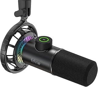 ميكروفون العاب ديناميكي مع USB مناسب للكمبيوتر الشخصي من فيفين|مع زر اغلاق لكتم الصوت والوان RGB، وصل الكارديو وتشغيله مقبس سماعة الرأس للبث الحي|K658، أحادي الاتجاه، أسود
