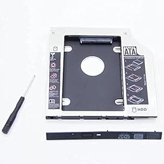 حافظة هارد SSD وHDD ساتا جيل ثاني بتصميم شامل من الألومنيوم للأقراص المضغوطة وCD وDVD-ROM ومحرك الأقراص الضوئي لأجهزة النوت بوك والكمبيوتر المحمول وأجهزة ماك (مقاس 9.5 ملم و6.35 سم)